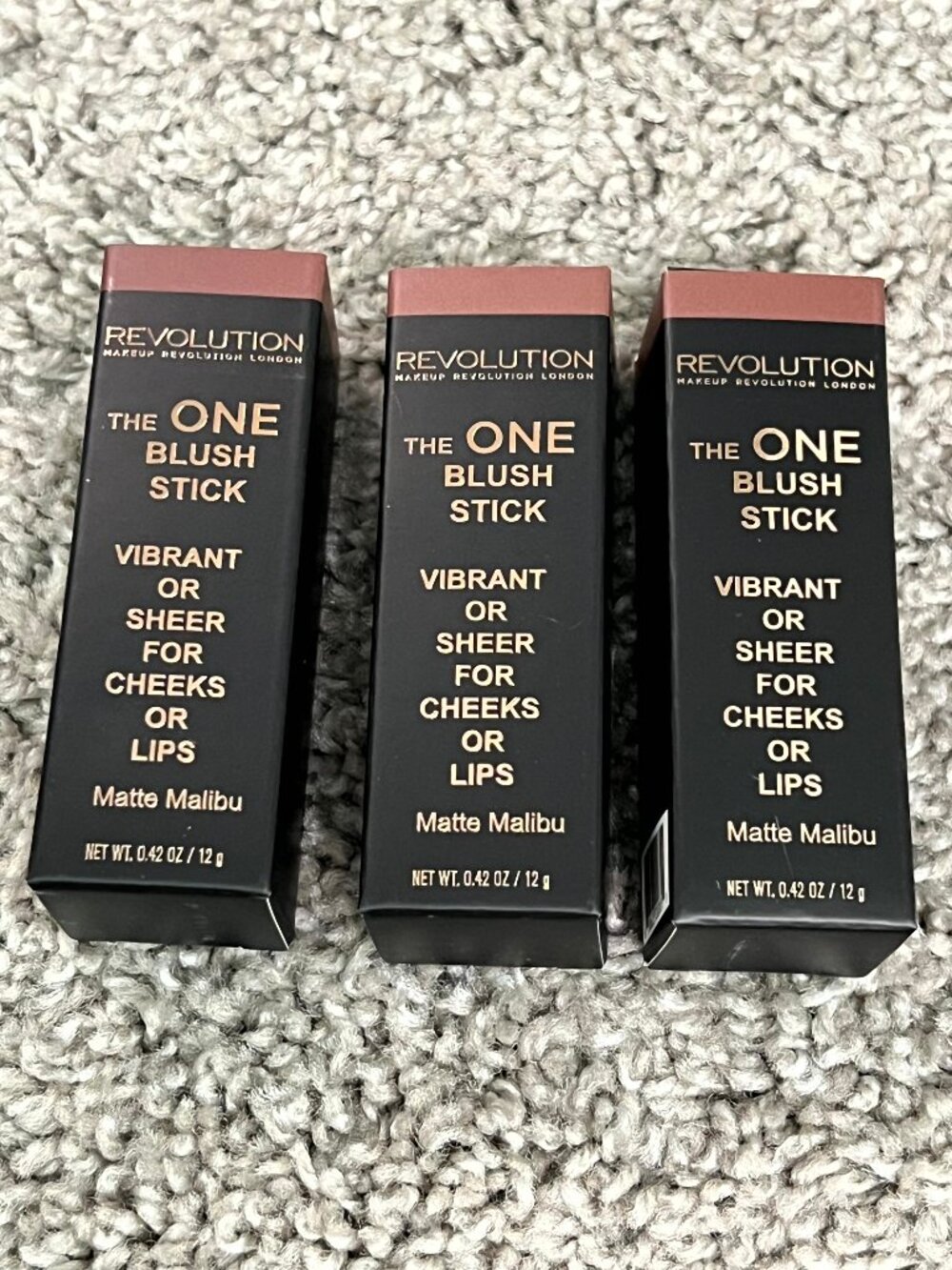 Revolution the One Blush Stick For Cheeks or Lips Matte Malibu  3 Pack